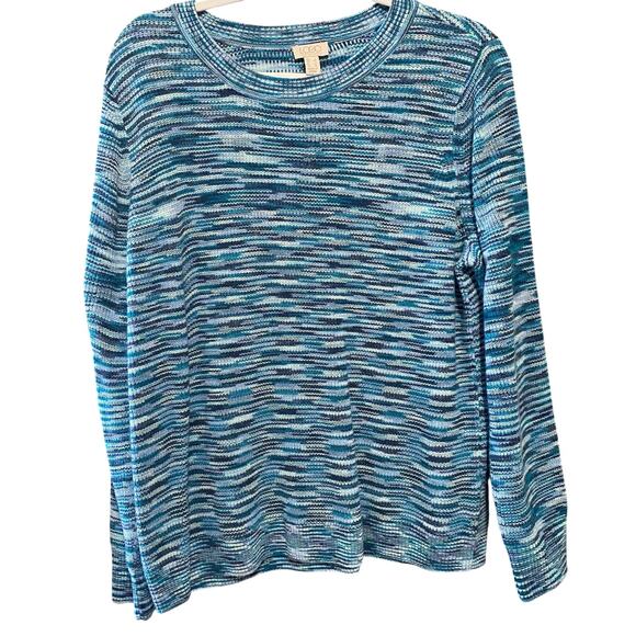 LOGO by Lori Goldstein Sweaters - LOGO by Lori Goldstein Knit Blue Variegated Sweater Womens Size Large